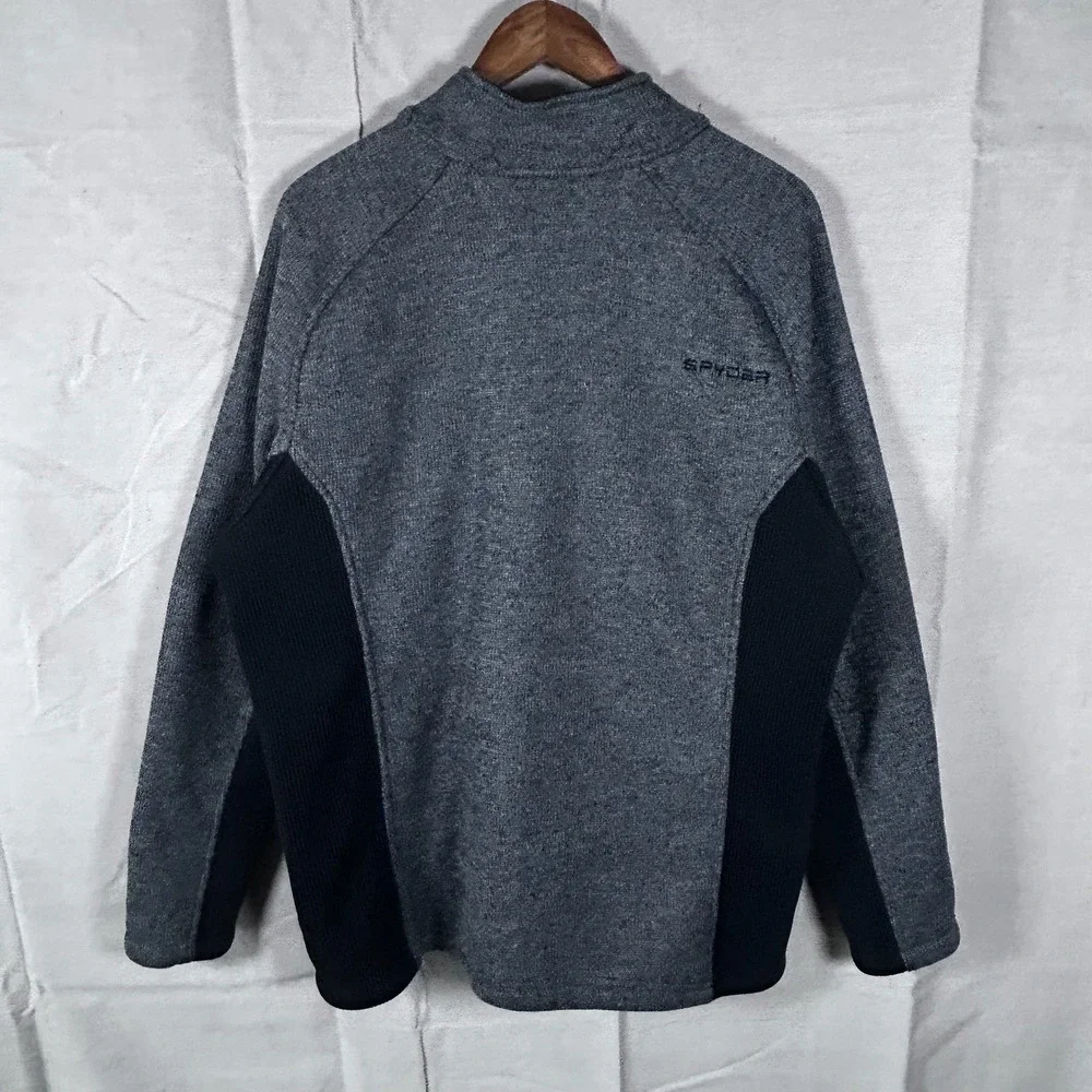 Spyder Mens XXL‎ Grey Heathered Full Zip Fleece Lined Sweater Jacket Mock Neck